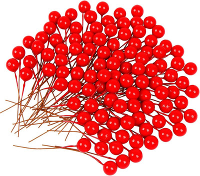 100 Stück kleine künstliche Stechpalmenbeeren für Dekoration Weihnachtsbaum und