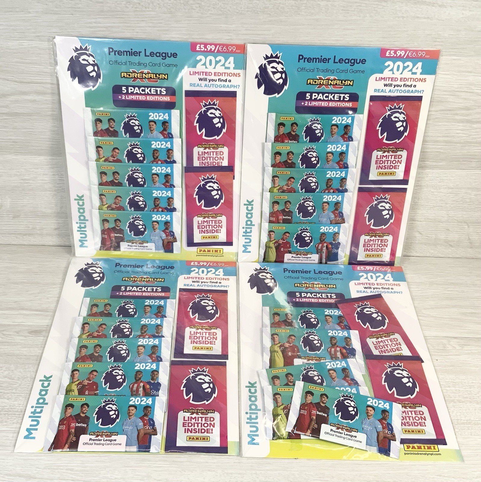 4 x Panini Adrenalyn XL 2024 Premier League Multipack Bundle + Limited Sealed