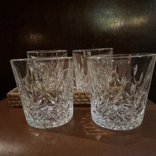 Set of 4 Clear Cut Crystal  Geometric Whisky ...