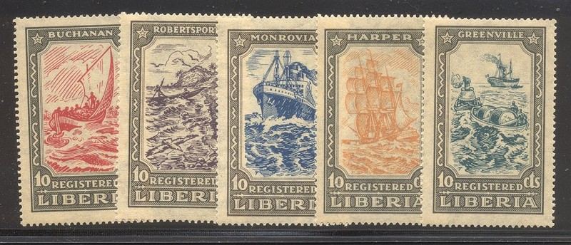 LIBERIA #F30-34 Mint - 1924 registration Set ($35)