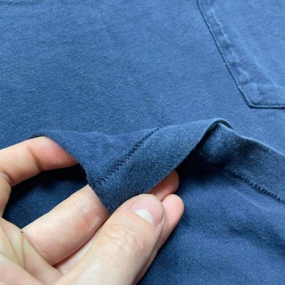 Camiseta en blanco esencial de colección años 70 80 JC Penney algodón azul marino ribete bolsillo XL EE. UU. Foto 3 de 4