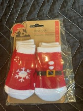 New Cute Santa Christmas Puppy Dog Socks - XS/S - Non-Slip Grip