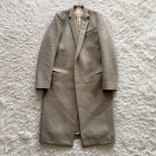 Celine Phoebe Philo Era Wool Crombie Coat Beige Size 34 Minimalist Long Jacket