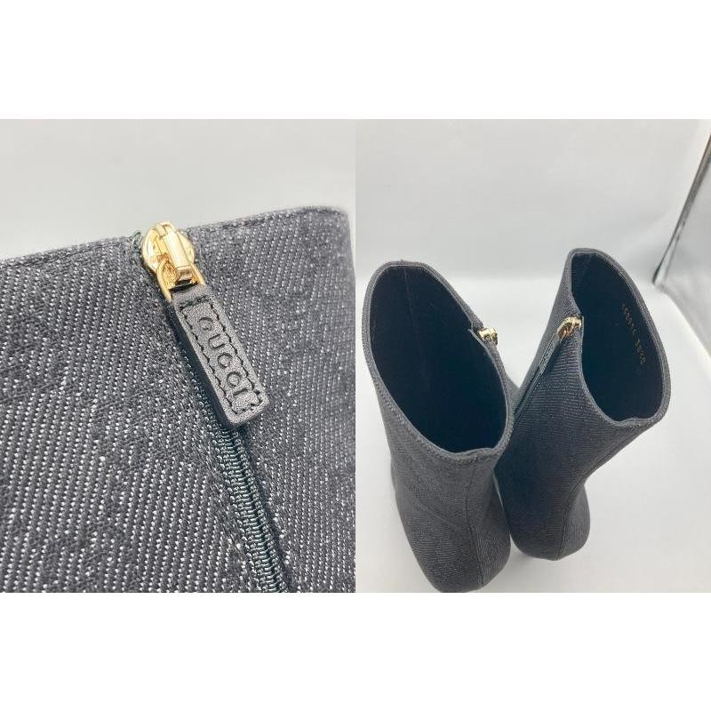 GUCCI Women's Short Side Zip Canvas/Leather Boots Size:38.5/JP:25.5 141172K Auth thumbnail 6