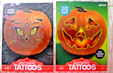Halloween Set of 2 Glow in Dark Pumpkin  Cat Faces Tattoos New Jack o Lantern