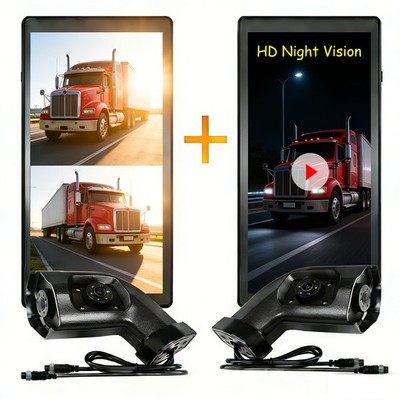 10.36'' Truck Side View Camera System | 2CH Split Screen IR HD Night Vision DVR