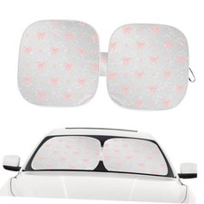 Pink Bow Car Windshield Sun Shade, Foldable UV Protection Window Sunshade with