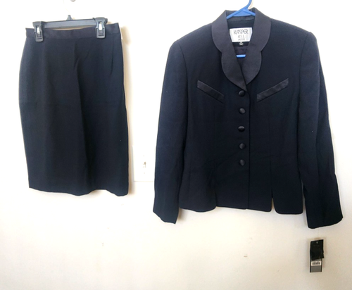 New Kasper Women's Navy PEB 2Pc Skirt Suit Size 4 P - Picture 7 of 8