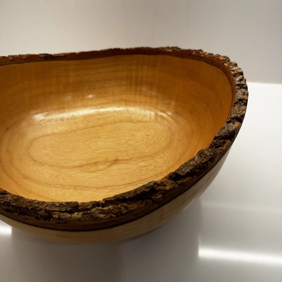 Tazón de madera decoración del hogar borde áspero natural corteza Foto 4 de 4
