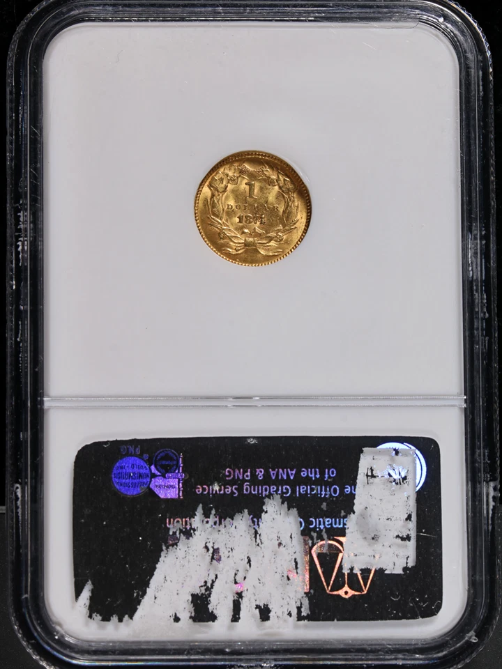 1874 Type 3 Indian Princess Gold $1 NGC MS63 Nice Eye Appeal Nice Strike - Image 4 of 4