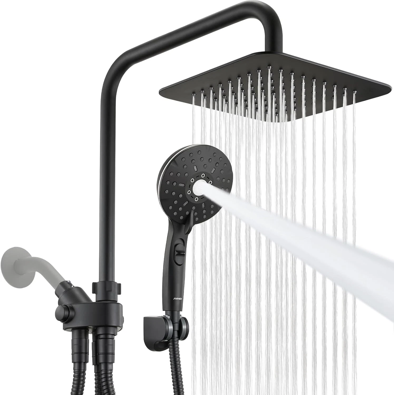 Dual Shower Head Combo, 8'' High Pressure Rain Shower Head with Handheld Spray,