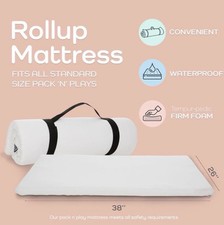 Waterproof Firm Foam Mattress Pad for Pack 'N Play, White Foam 38" x 26"