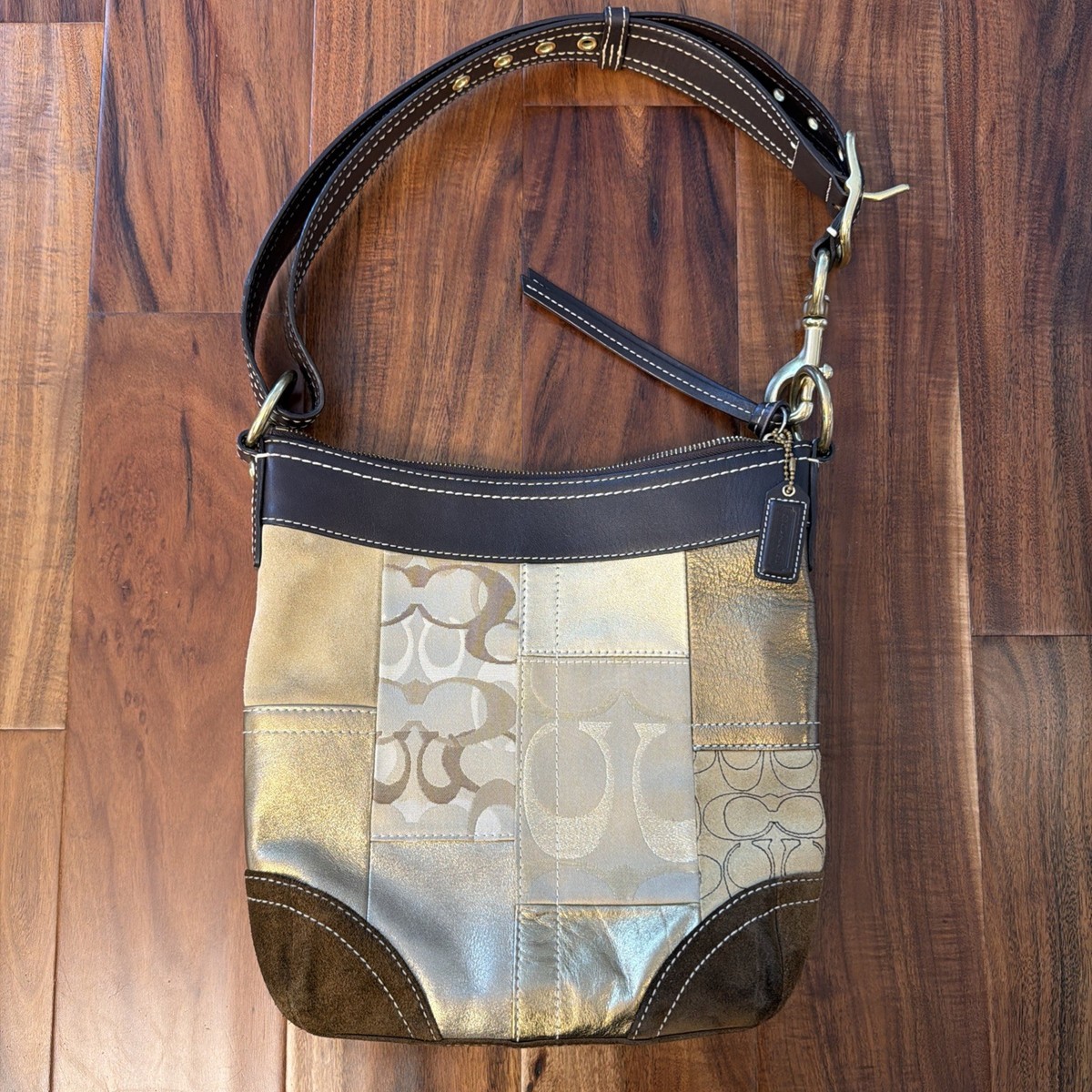 極美品✨Coach Accessory Pouch Patchwork Y2K COACH Patchwork Accessory Pouch Shoulder Bag Multi Canvas Y2K
