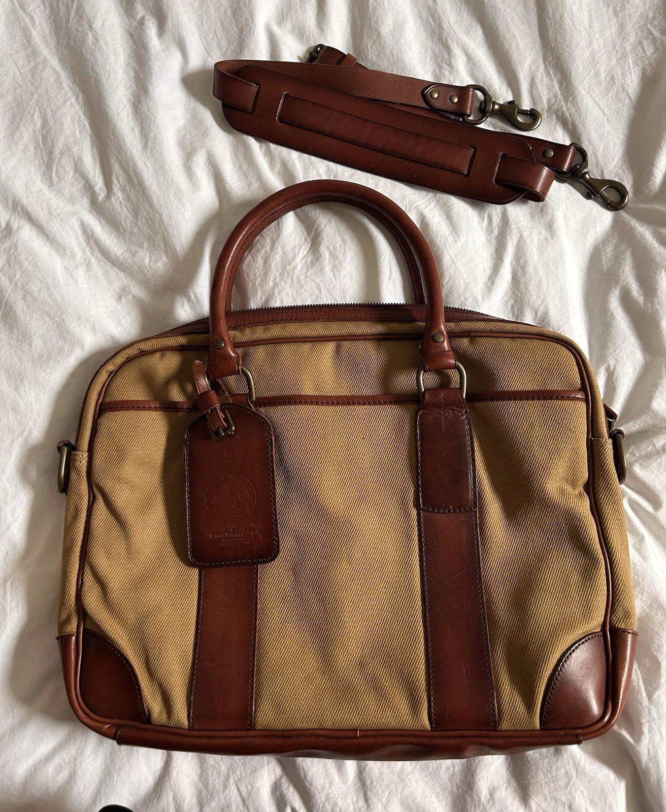 Vtg. Polo Ralph Lauren Commuter Gentleman’s Briefcase Bag Canvas & Leather