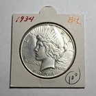 1934 Peace Silver Dollar Marked BU From Old Collection