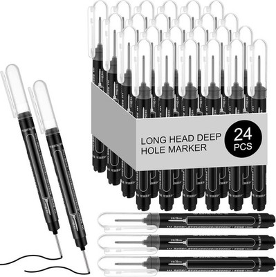 24 Pcs Deep Hole Marker Bulk Long Nib Marker Long Head Waterproof Multi-purpose