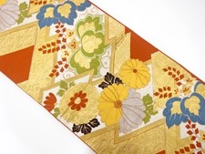 7528301: JAPANESE KIMONO / ANTIQUE FUKURO OBI / SILK / WOVEN MATSUKAWABISHI