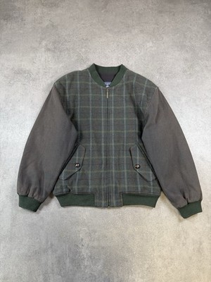 VINTAGE 90S BURBERRY WOOL & CASHMERE BOMBER NOVACHECK GRÜN GR. L