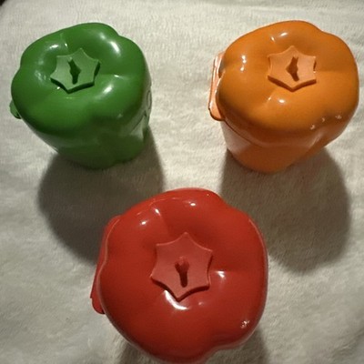 3 Tupperware 7893A Bell Pepper Keepers in Red & Orange & Green  New!