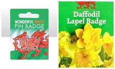 New Welsh Wales Enamel Red Dragon St David's Day Flower Daffodil Lapel Pin Badge