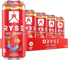RYSE Fuel Energy Drink - Ring Pop Cherry - Sugar Free, Gluten Free, 12 pack