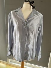 Vintage Cerruti 1881 metallic effect silk blouse, ice blue/grey uk 10