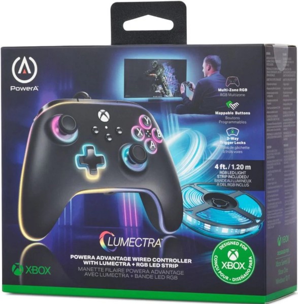 XBOX SERIES X Power A Advantage Wired Controller With Lumectra + Rgb Led Strip (