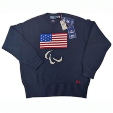 Team USA Polo by Ralph Lauren Blue sweater with US flag and Paralympic logo MENS