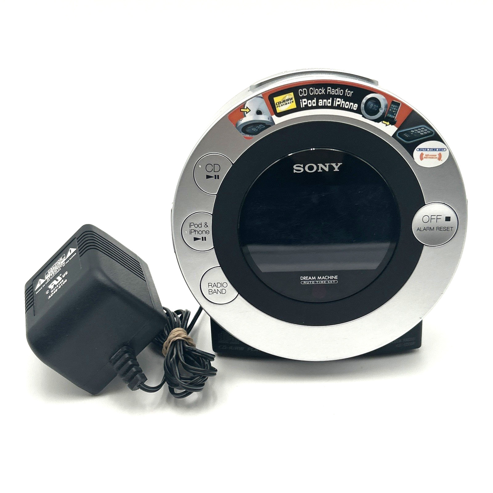 Sony Dream Machine ICF-CD3iP CD Clock Radio AM/FM iPod/iPhone Dock Tested Works!