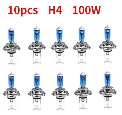 10Pcs H4 60/55W 100W Car Halogen Bulb 12V Super Xenon White Headlight Lamp P43T