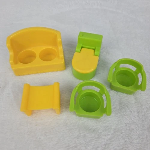 Vintage 1970s Fisher Price Little People Living Room And Bathroom Furniture Lot