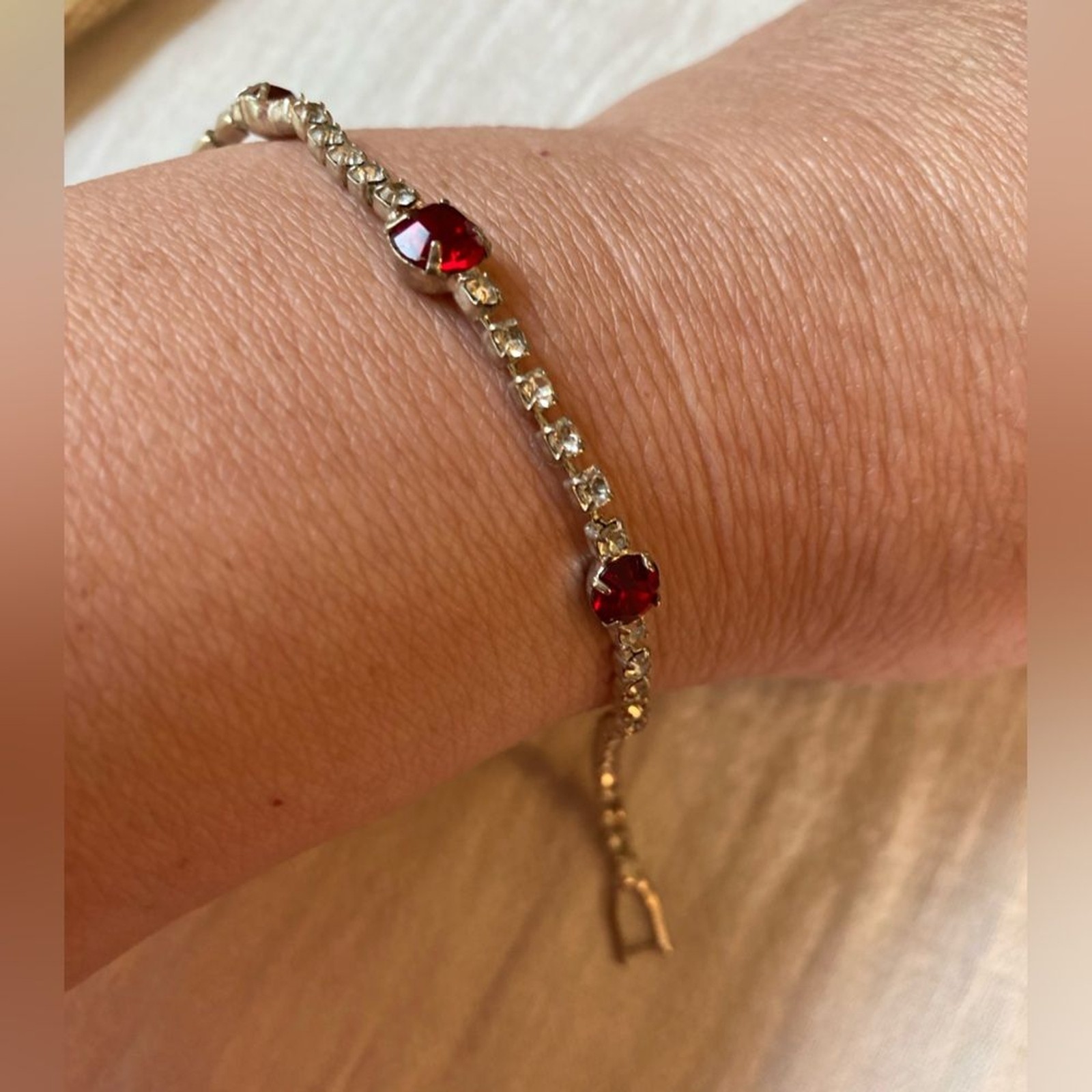 Brilliant and Ruby Colored Rhinestones Vintage Br… - image 5