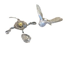 White Dove Ornament Gold Glitter Sparkly w Dangle Ornament