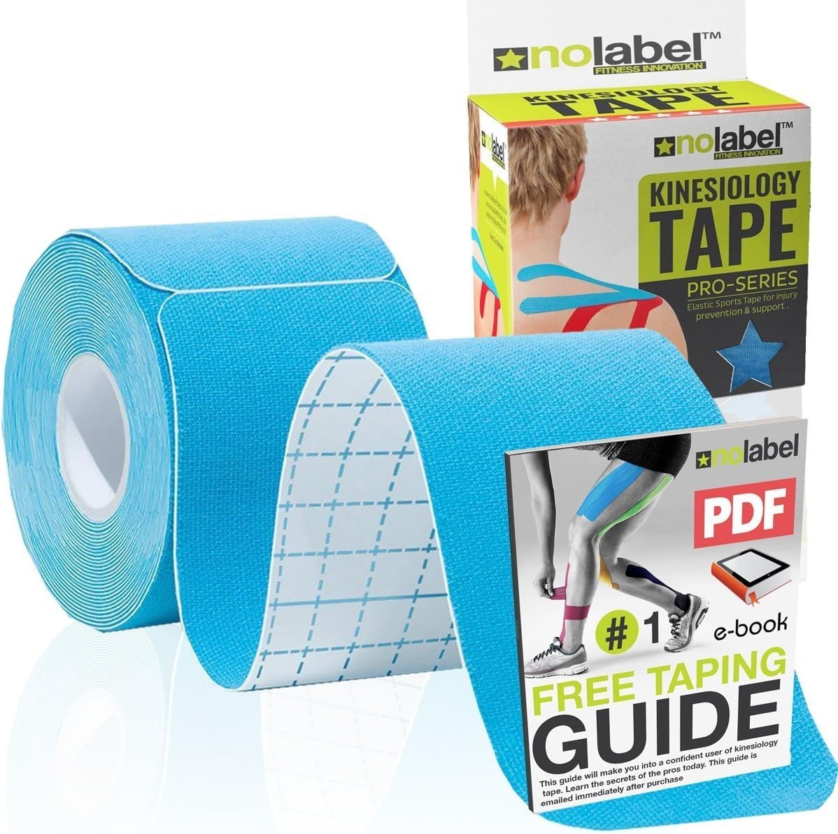 2 Pack Blue Pre Cut Kinesiology Tape, 5m Roll Pre-Cut Body 5cm Wide...