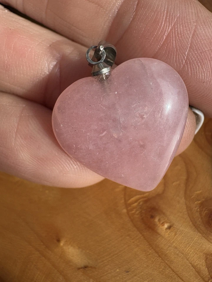 Piedras preciosas vintage - 4 colgantes de recuerdo en forma de corazón cuarzo rosa amatista jaspe Foto 2 de 4