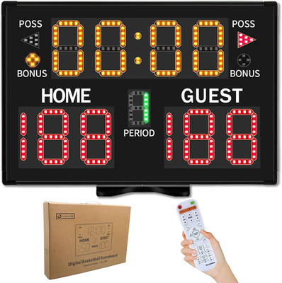 Portable Electronic Basketball Scoreboard with Remote & Buzzer