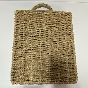 Woven Wicker Rectangular Storage Basket w/ Handles Brown 14 x 14 x 5 in