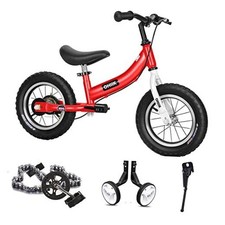 Balance Bike 2 in 1 for Kids 2 3 4 5 6 7 Years Old,Balance to 12 inch Red