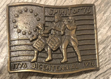 VINTAGE BRASS BELT BUCKLE BICENTENNIAL SPIRIT OF '76 1976 Mens