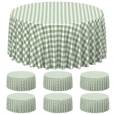 Pcs Sage Green Gingham Tablecloth Decorations, Disposable 6 Sage Green-round