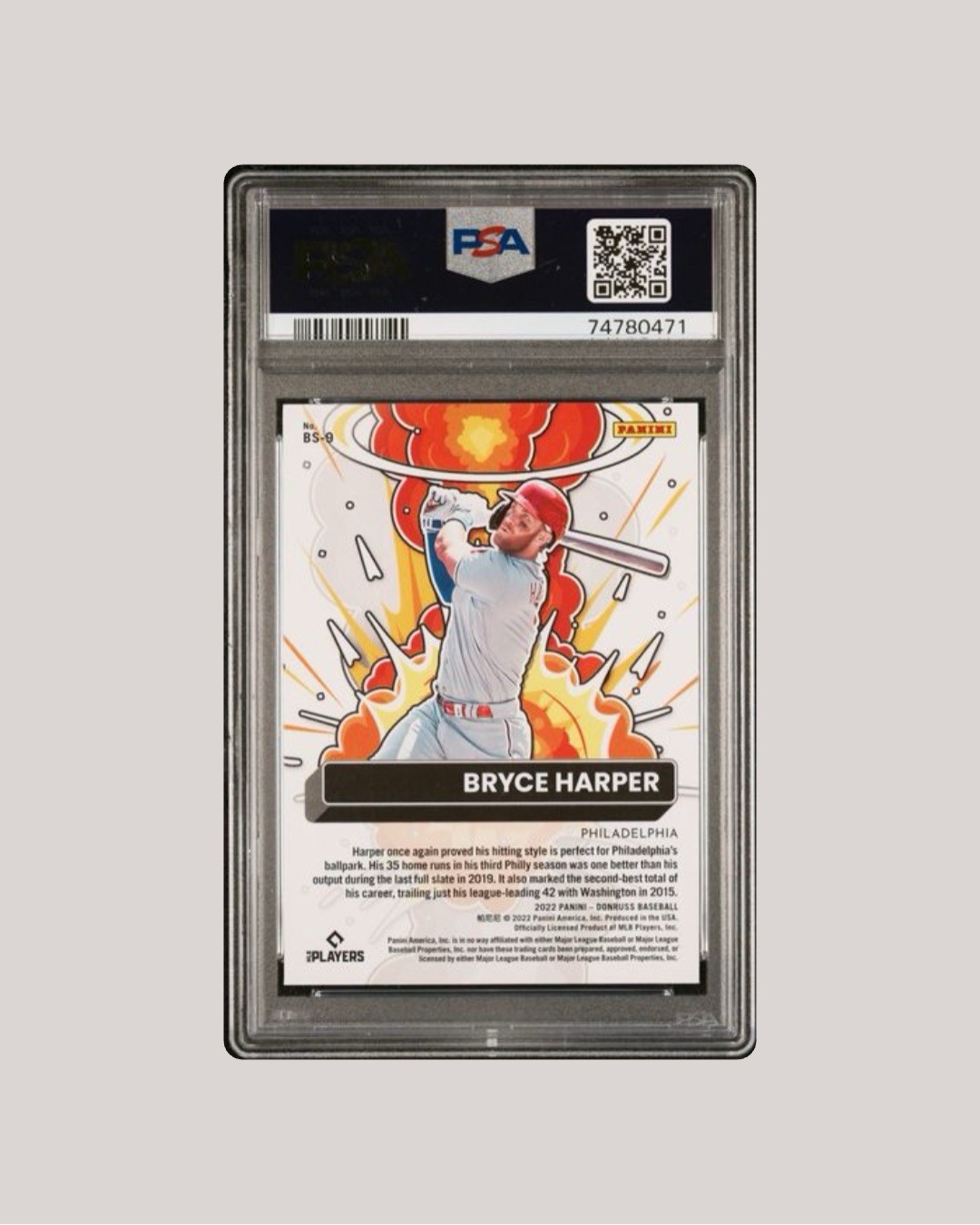 Donruss 2022 Bryce Harper Bomb Squad BS-9 Pink Fireworks Phillies PSA 10 view 2