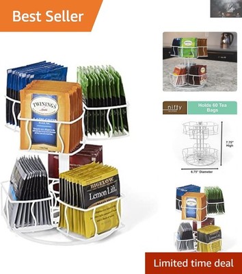 Stylish 360° Tea Bag Carousel - Holds Up to 60 Bags, Perfect for Kitchen/Office