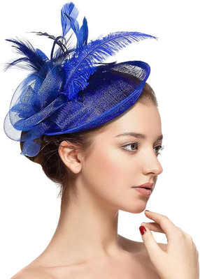 Fascinator Damen Hut mit Haarclip Blume, Mesh, Organza-Bändern Federn auf Haarre