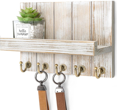 Farmhouse Key Holder for Wall - Mail Organizer & Key Hanger for Wall - 5 Sturdy