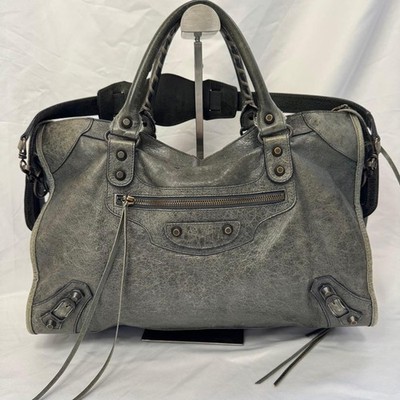 BALENCIAGA The City 2way Hand Bag Shoulder Bag Leather Khaki Used 