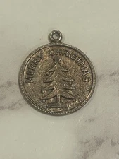 Vintage STG JMF Sterling Merry Christmas  Charm Pendant W/ Gold Overlay