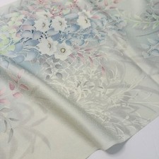 Morning Mist B 14x65 LONG Vintage Japanese Jacquard Kimono Silk Fabric RW53