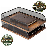 Briefablage Holz Metall Vintage-Design Schreibtisch-Organizer Papierablage