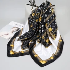 Luxury Women Scarf Black & White Designer-Square 90cm Accessoires Christmas Gift