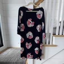 Roz & Ali Navy Pink Floral Jersey Scoop Neck 3/4 Sleeve Shift Dress Plus 2X